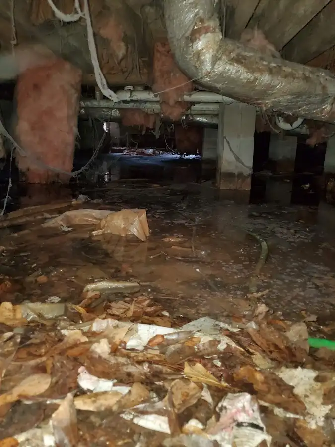 Crawl space flood assessment for Commercial Water Damage Restoration in Fort Bragg