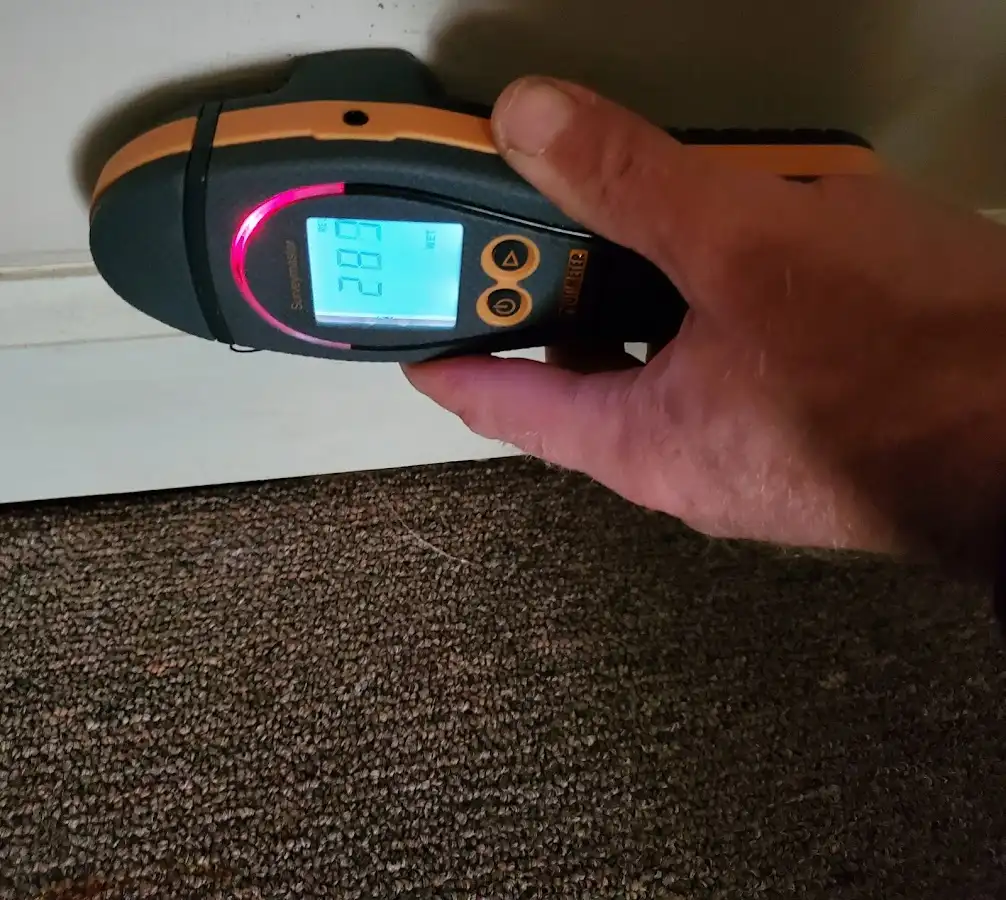 Moisture detection at baseboard during Sewage Cleanup & Sanitation in Fort Bragg